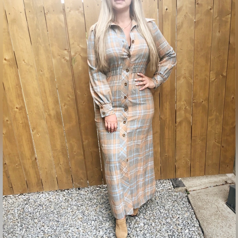 Vintage 60s Miss Sun Valley Plaid Maxi Dress